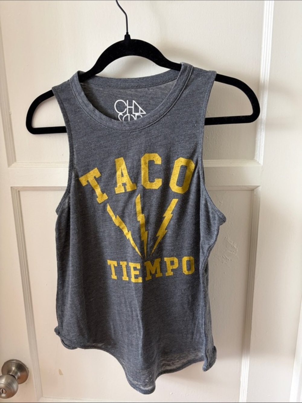 Chaser Gray Tank with Yellow 'TACO TIEMPO' Graphic